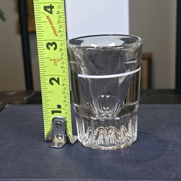 Vintage Measuring Jigger Shot Glass 1 oz White Line Heavy Base Mid-Century Bar - Picture 4 of 5